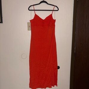 Elegant Orange Spaghetti Strap Dress